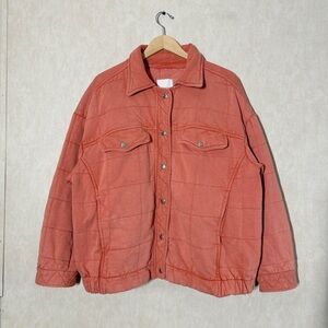 Avec Les Filles Women’s Quilted Sweatshirt Jacket Oversized in Dye Orange XL